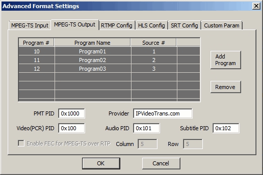 IPVTL MPEG-TS Multiple Program